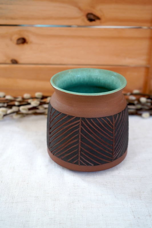 Hand Carved Green Vase
