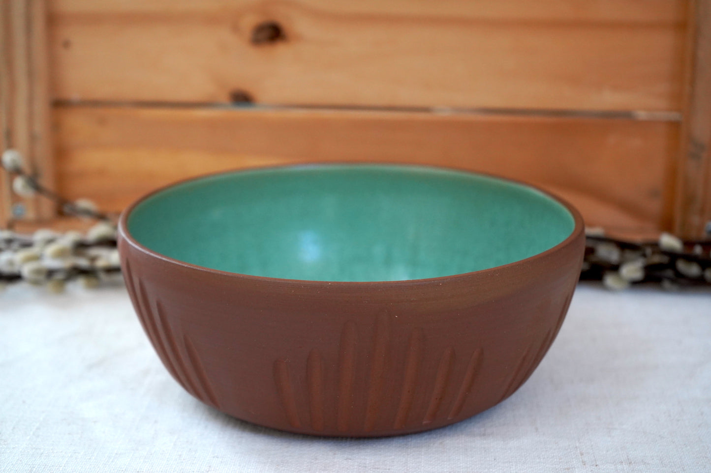 Carved Turquoise Serving bowl
